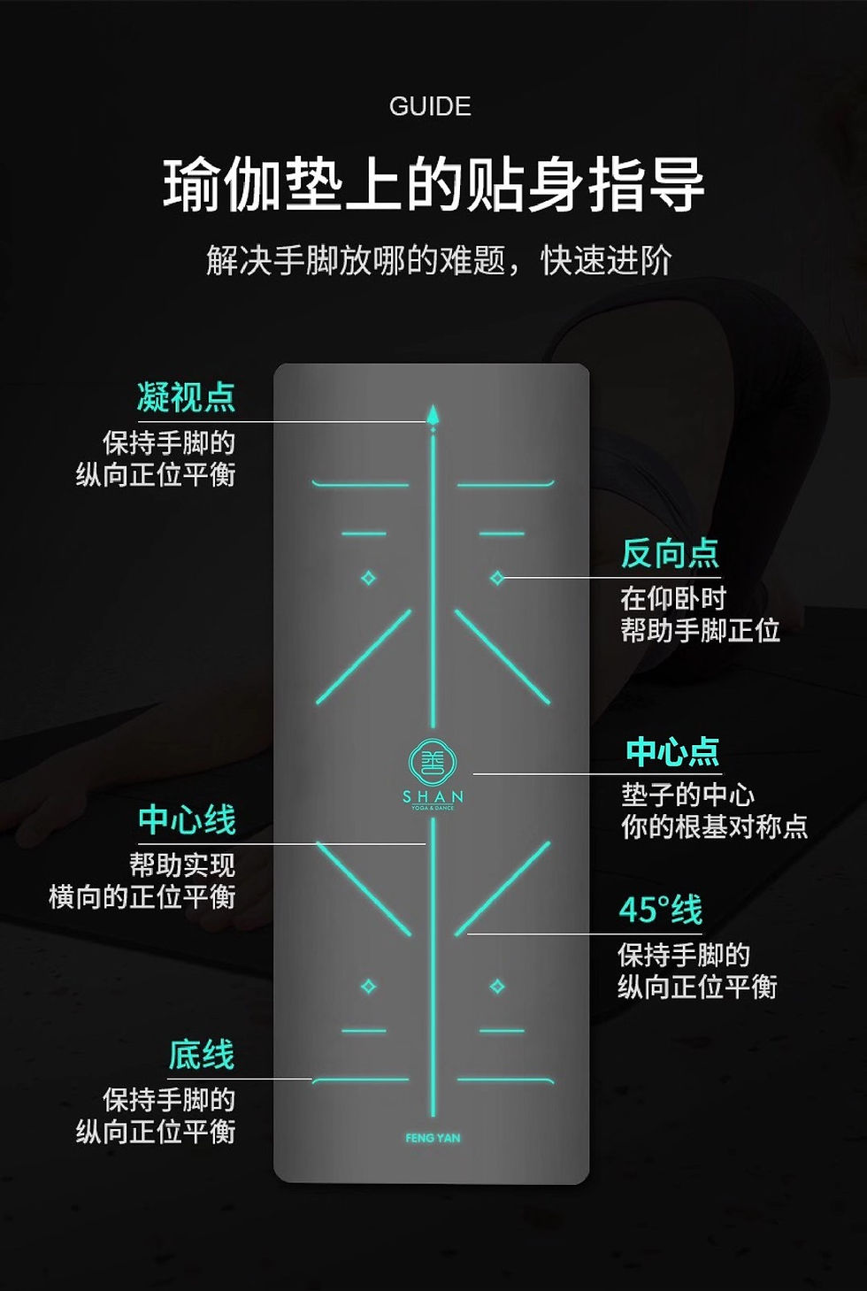 Thumbnail: 4.5mm Thick Gold Black Yoga Mat 瑜伽垫（黑+烫金）