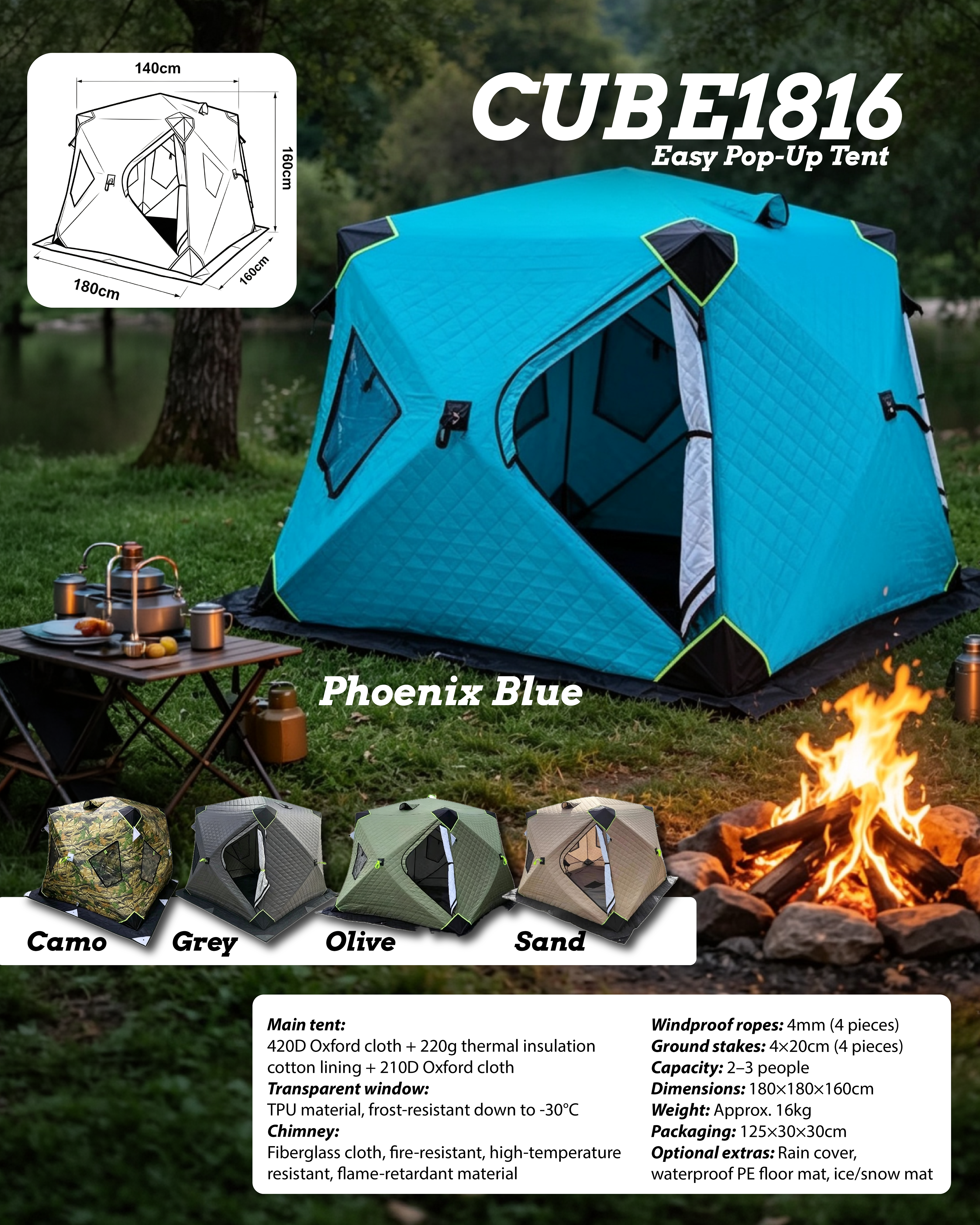 CUBE1816 Easy Pop-Up Tent