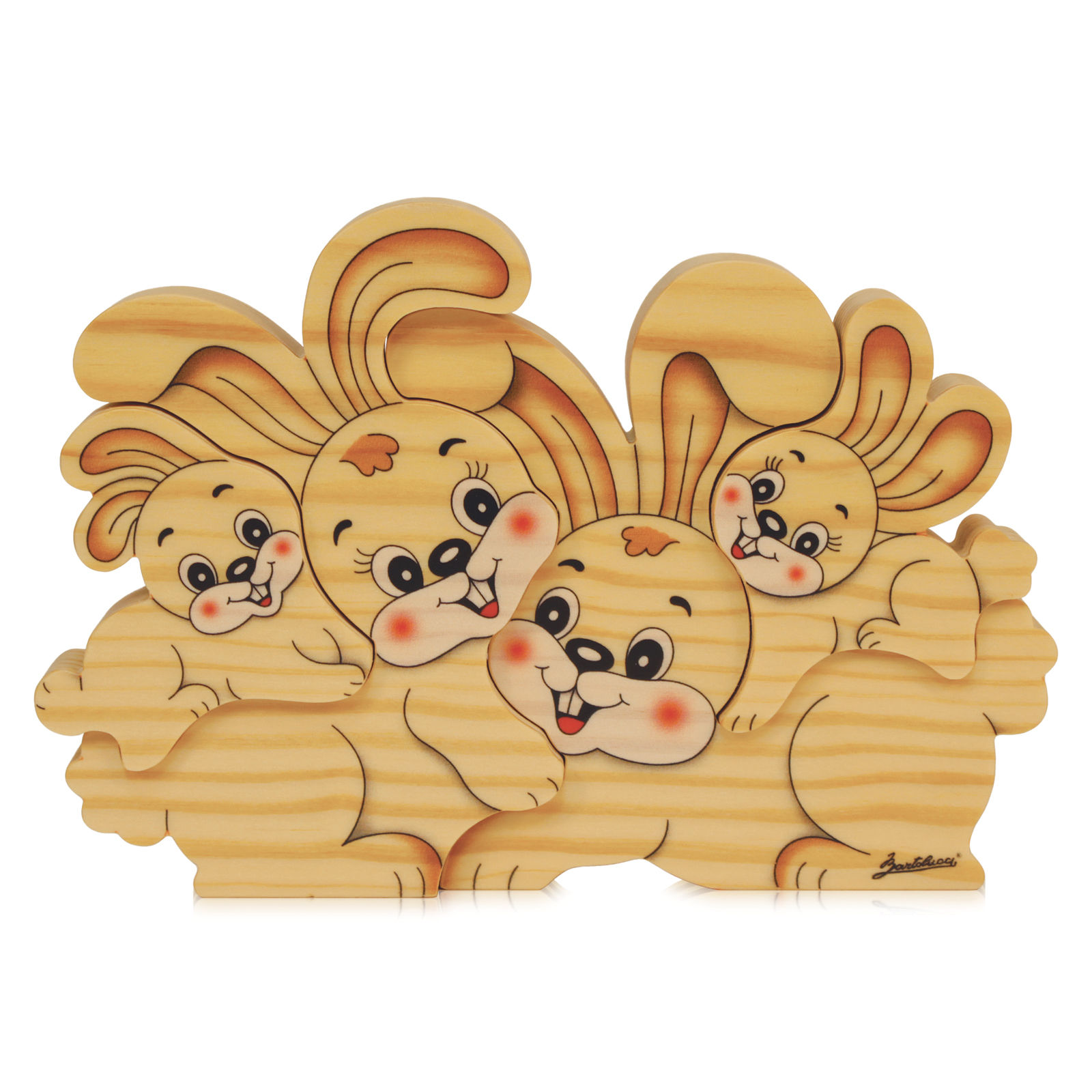 Houten puzzels Familie Konijn