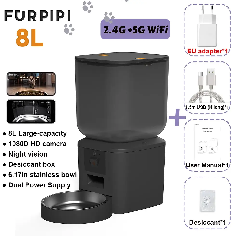 Thumbnail: 8L Smart-Automatic Food Dispenser With 1080 HD Camera, WiFi, APP CONTROL