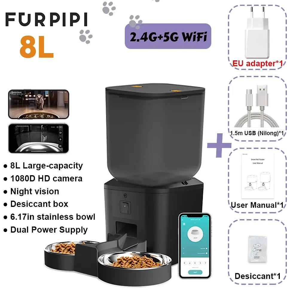 Thumbnail: 8L Smart-Automatic Food Dispenser With 1080 HD Camera, WiFi, APP CONTROL