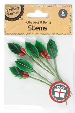 KK Holly Leaf & Berry Stems