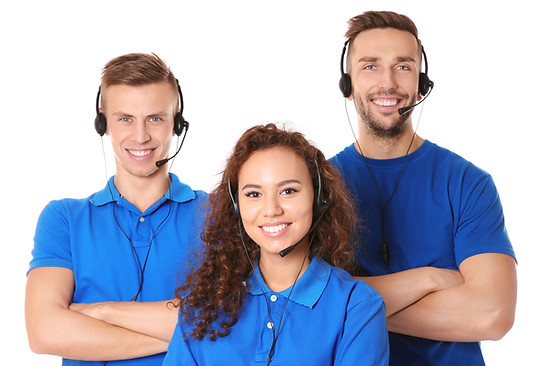 Team of friendly technical support dispa