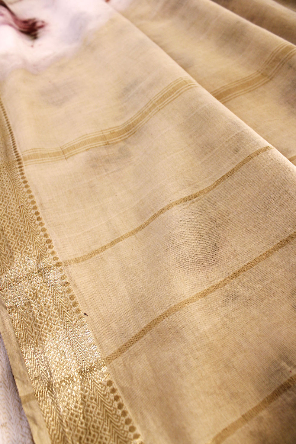 Thumbnail: Bageeya's   'Krishna' Temple Elegance: Handwoven Cotton with Marigold & Rose