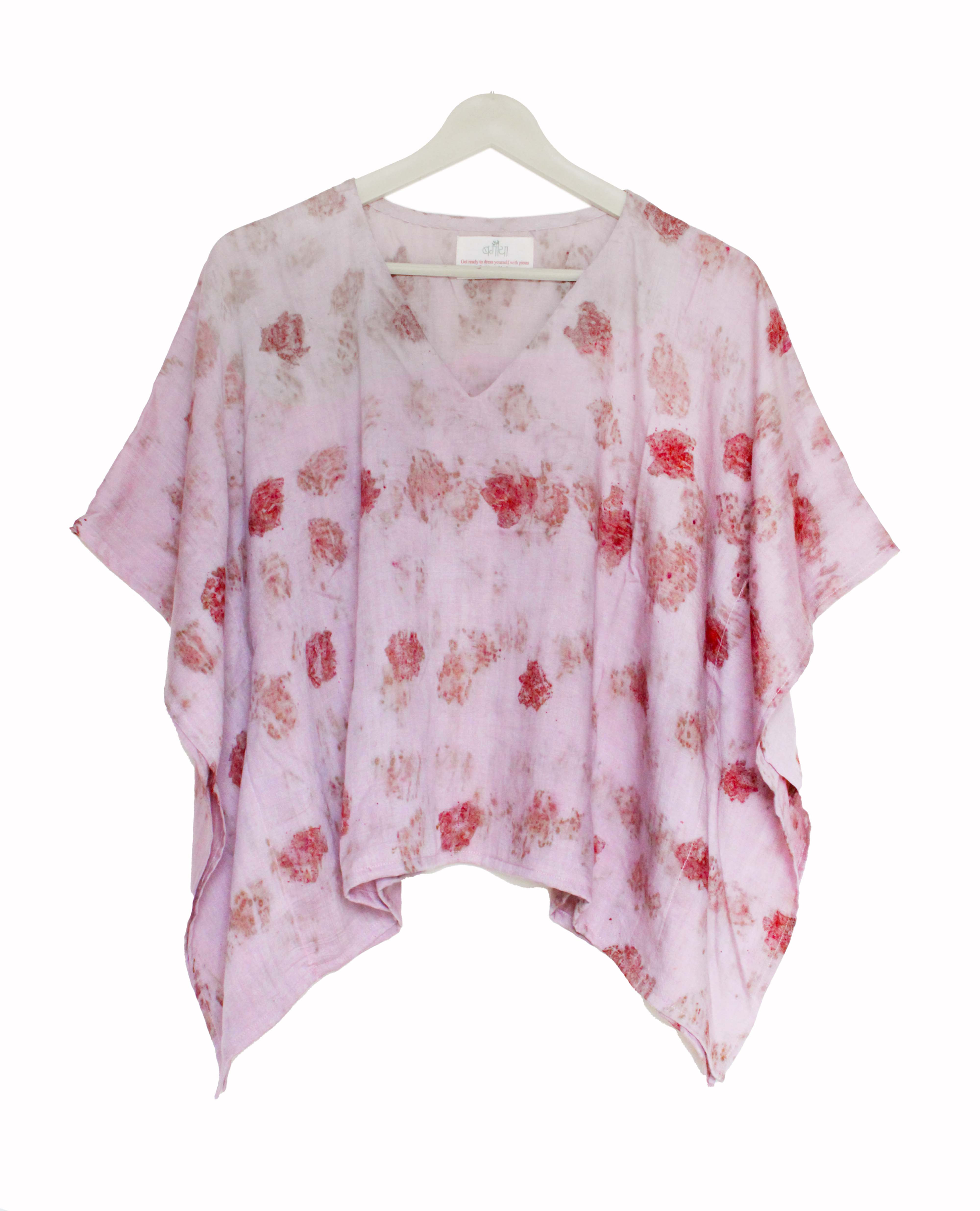 Front image of Bageeya “Gulnaar” Natural dyed  Khadi Tussar Cotton Crop Top, Crafted with Sacred Temple Lac and Rose"