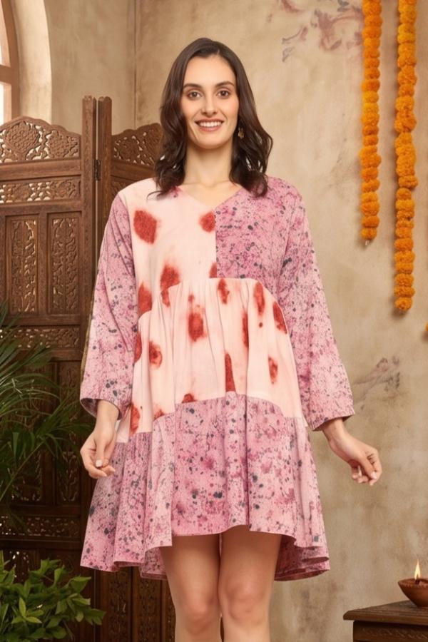 Bageeya “Comet” Natural Dyed Handwoven Organic Cotton Tiered Dress