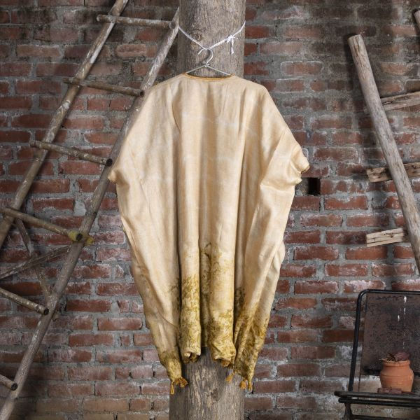 Thumbnail: Back main side of Bageeya "Rang Mahal" Reversible Handwoven Tussar cotton Pasban Jacket |