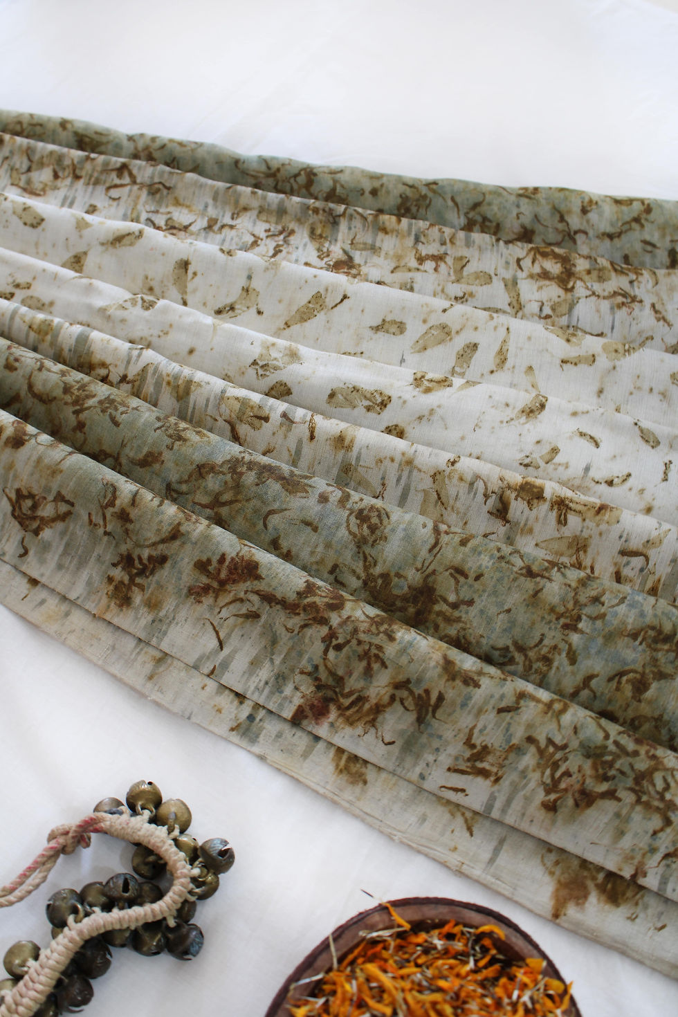 Thumbnail: Bageeya 'Saraswati " Tussar Cotton Saree | Temple Marigold & French Knot