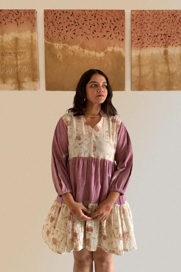 Bageeya “Holly Jingle” Natural Dyed Handwoven Organic Cotton Tiered Dress