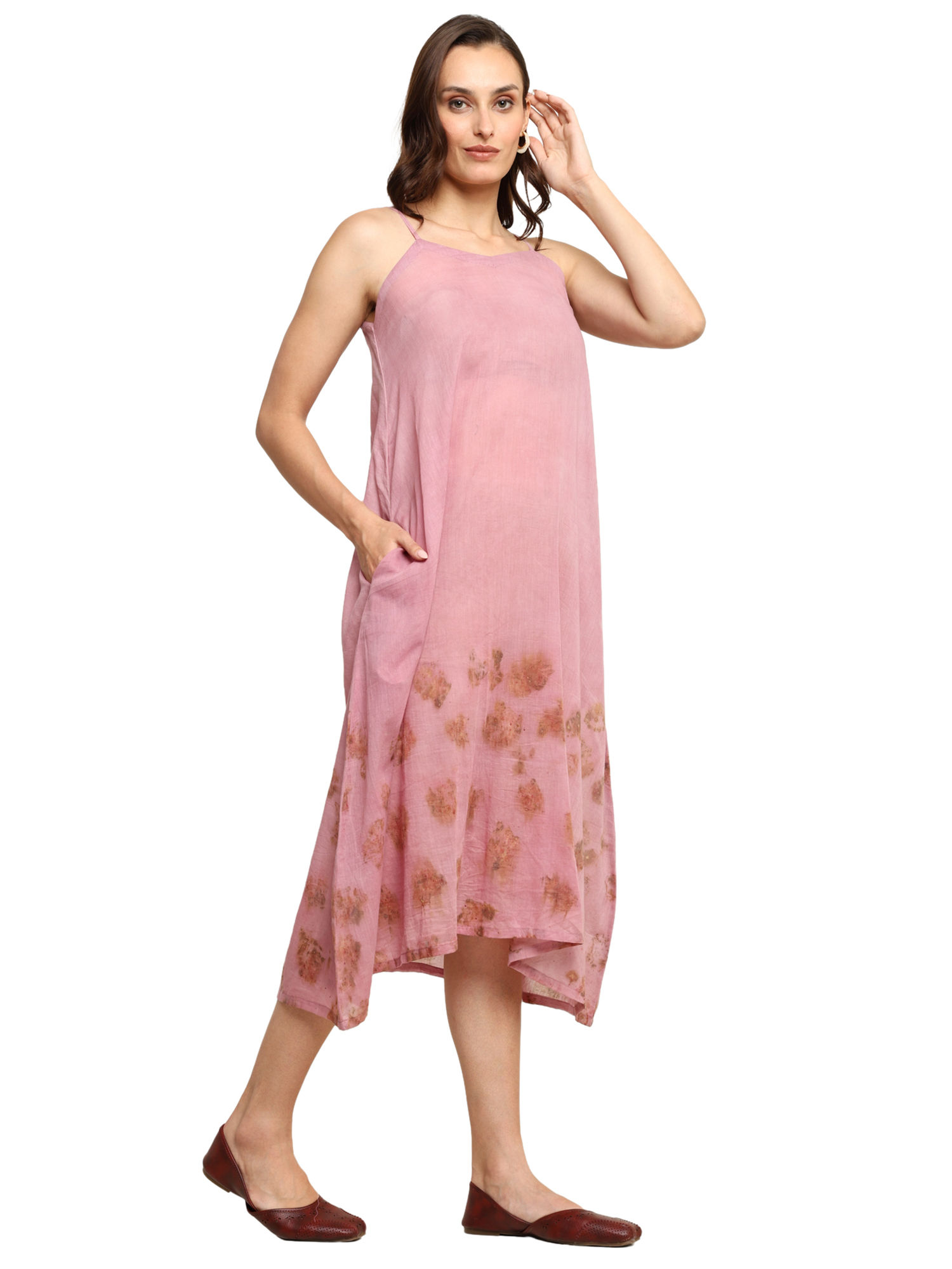 "Bageeya “Lilac” Pure Mul Strap Dress|Crafted with Sacred Temple Rose and Lac "