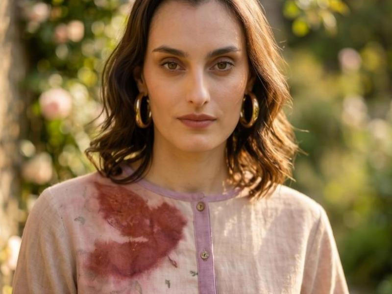 Thumbnail: Texture of Bageeya "Ayur" Handwoven Organic Cotton Blouse | Crafted with Temple Marigold