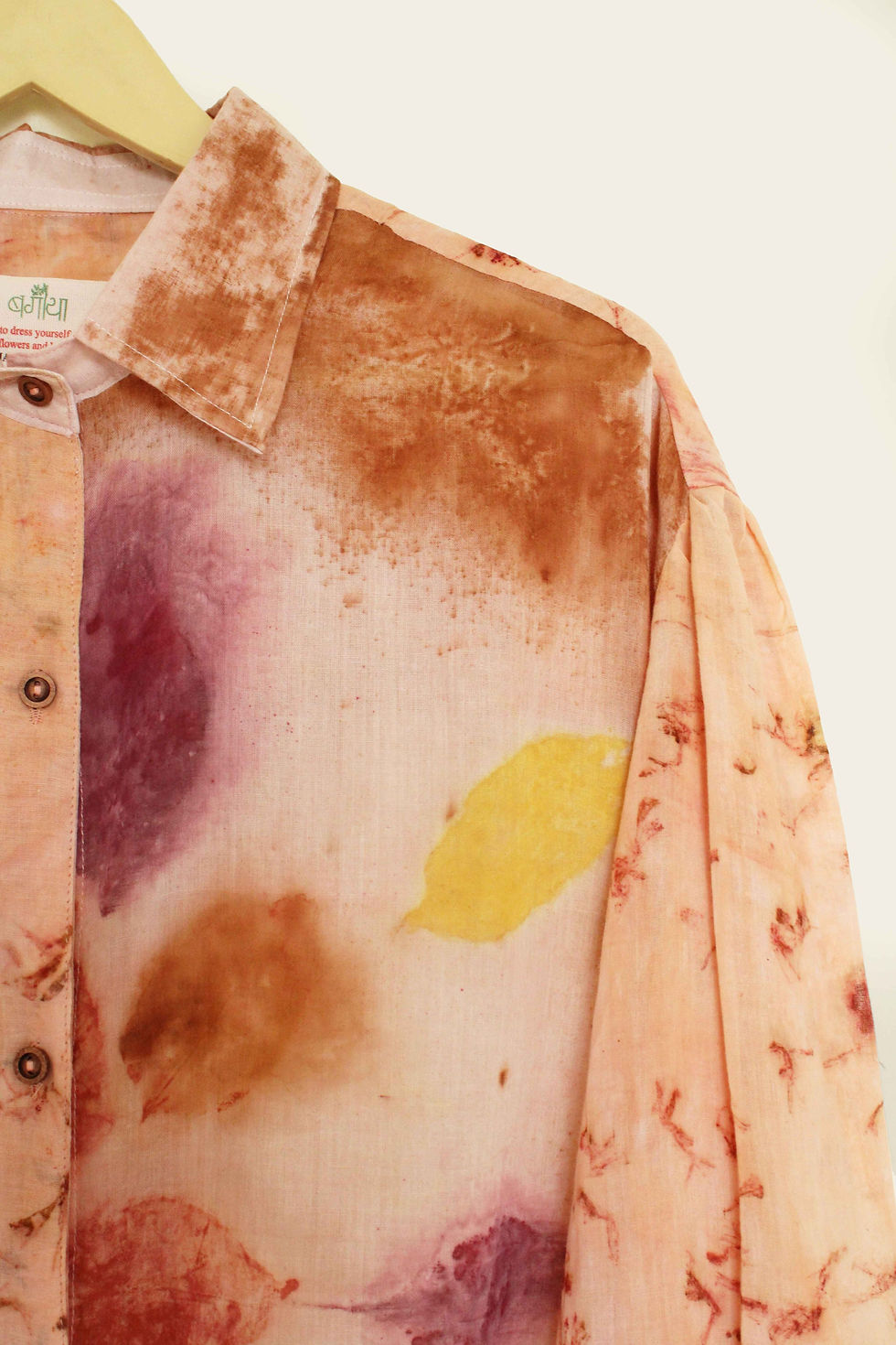 Thumbnail: Bageeya "kiku " Mul Shirt | Crafted with Sacred Marigold, Bel patra, Catechu