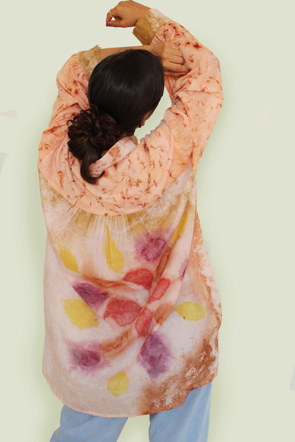 Thumbnail: Bageeya "kiku " Mul Shirt | Crafted with Sacred Marigold, Bel patra, Catechu