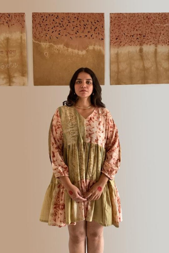 Thumbnail: Bageeya “Glitzy” Natural Dyed Handwoven Organic Cotton Tiered Dress