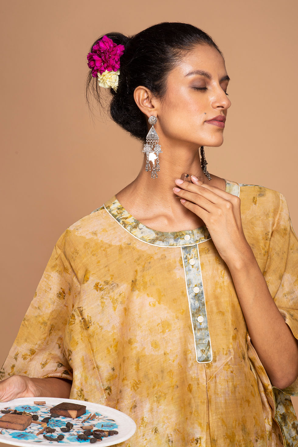 Thumbnail: Bageeya “Silva” Natural Dyed Handwoven Chanderi Rohanna kurti