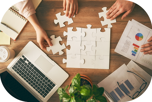Travail d'équipe avec puzzle
