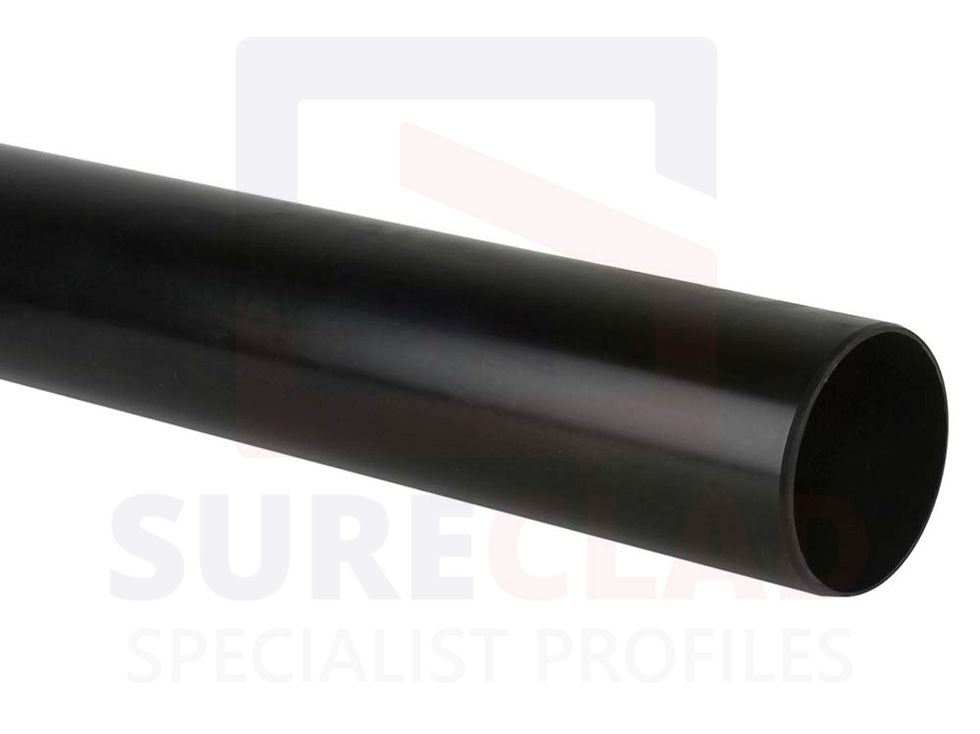 BS404 110mm industrial downpipe plain ended 4m long in black