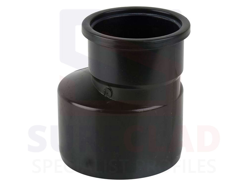 BS423 - 110mm Industrial Soil Pipe to 160mm Drain Connector in black