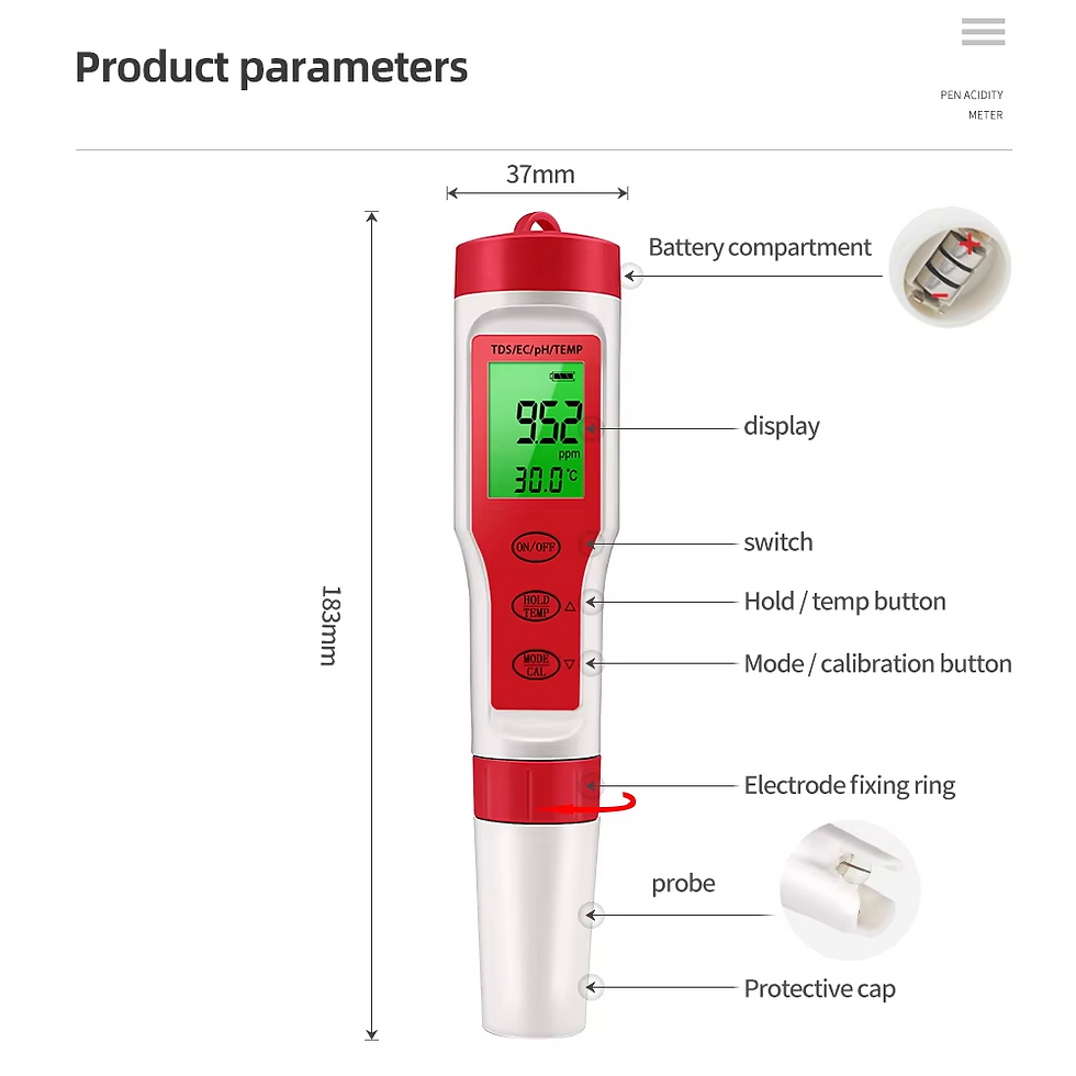 Miniatura: 4 in 1 Digital PH EC Meter LCD Tester Pocket Hydroponics Aquarium Water Test Pen