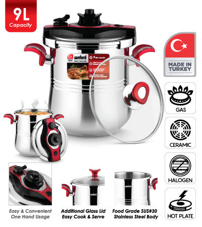Sanford Stainless Steel Pressure Cooker - 9.0 Litre (SF3263PC)