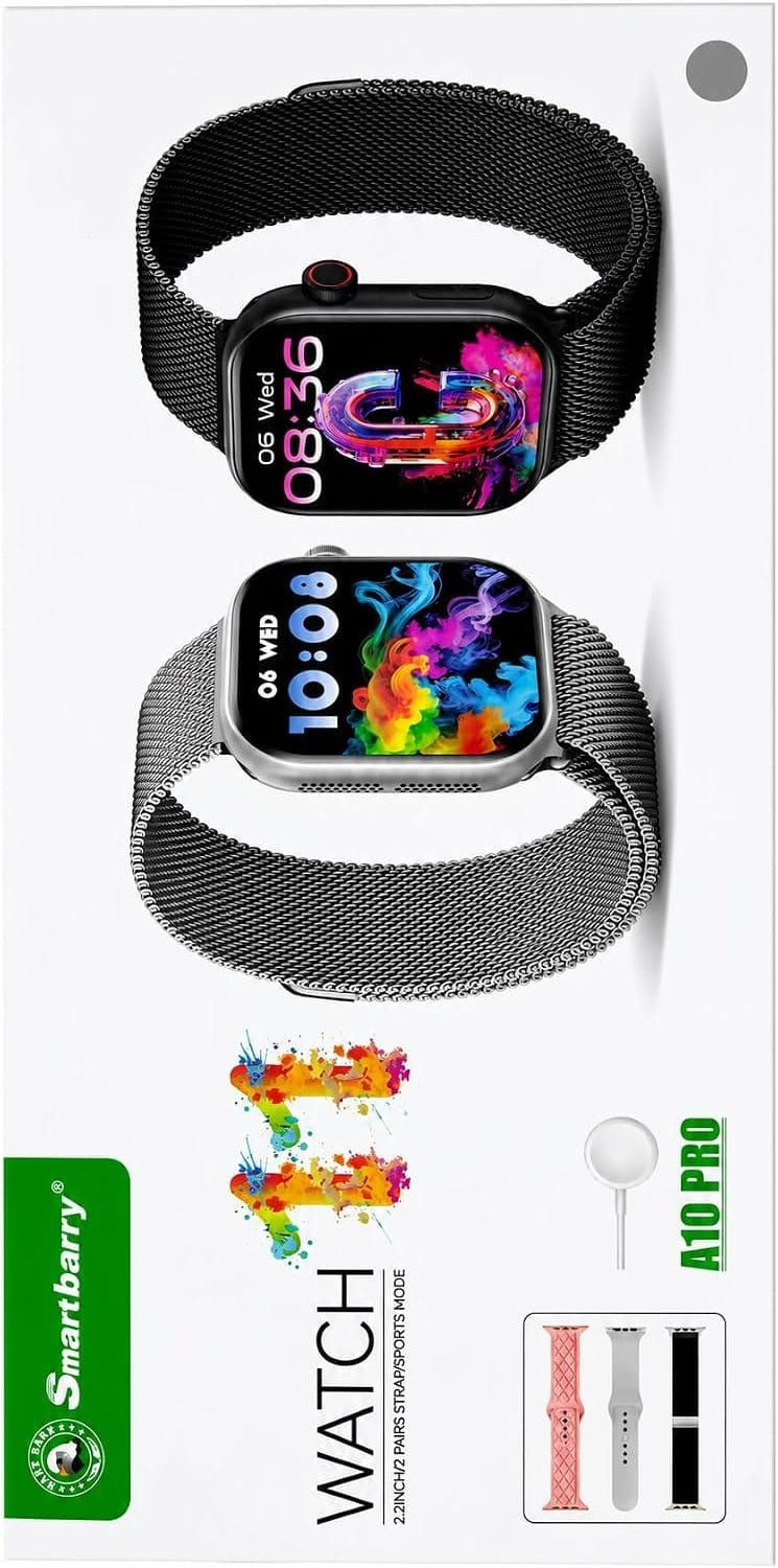 Smartbarry A10 Pro Smart Watch 2.2inch/2 Pairs Strap/Sports
