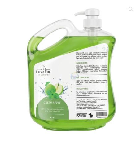 LuxeFur Luxury Pet Shampoo Gallon Green Apple/Lavender/Rose/Strawberry - 4.5L