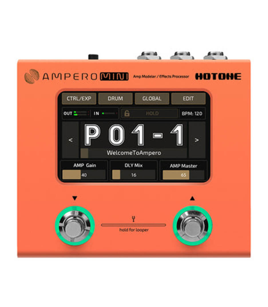 Hotone MP-50OR Ampero Mini (Orange), Amp Modeler & Effects Processor, (with 9V p