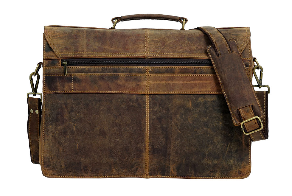 Thumbnail: Eminence - Personalized brown leather briefcase messenger satchel bag