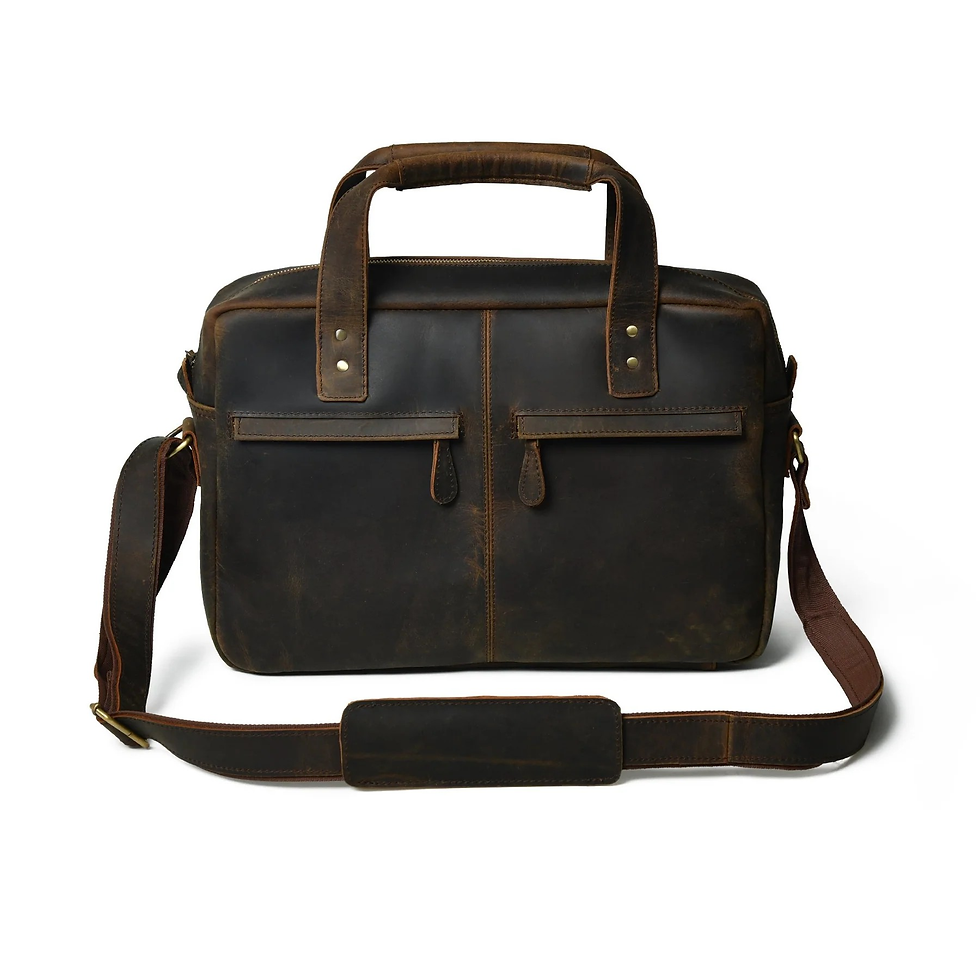 Thumbnail: Diplomat - Men's Buffalo Leather Laptop Bag 15 Inch Full Grain Brown Briefcase