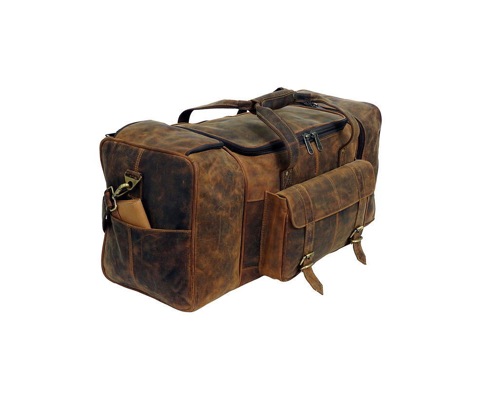 Thumbnail: Vintage Traveler - Brown Leather Duffle Bag 26" Shoe Compartment Weekender