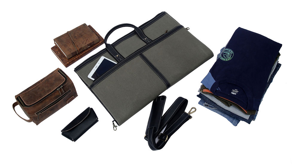 Thumbnail: Brother - Canvas Leather Travel Bag Garment Weekender Duffle with Shoe Storage