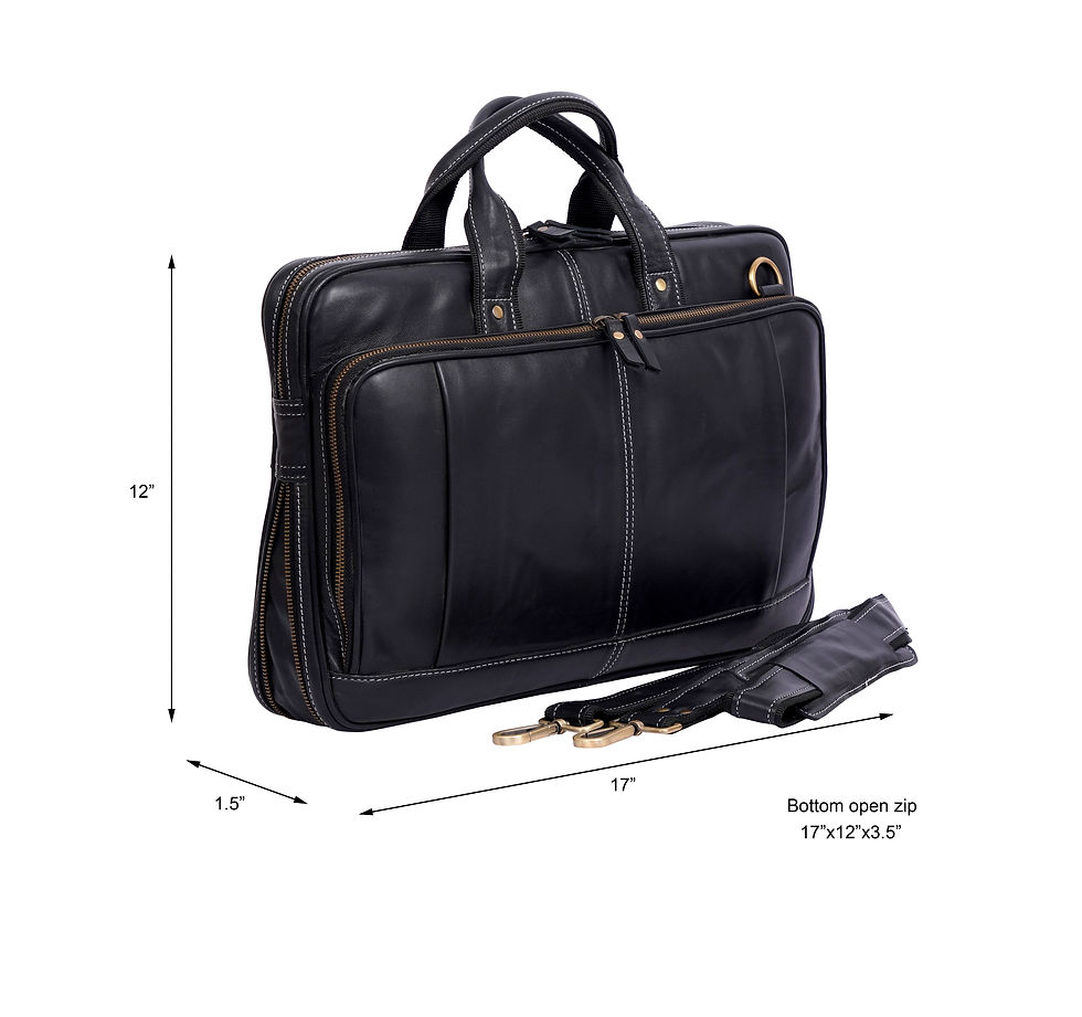 Thumbnail: Nox - Black Leather Messenger Bag 17 Inch Buffalo Full Grain College Satchel