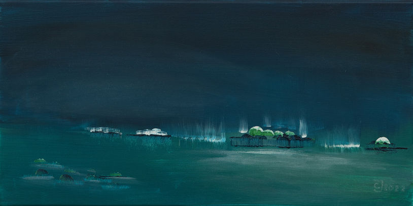 Landschaftsmalerei, Titel: Nordlicht, Acryl auf Keilrahmen