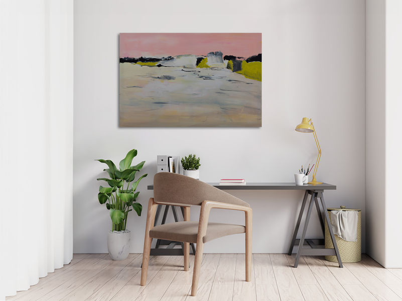 Landschaftsmalerei, Titel: Erkundung, Acryl auf Keilrahmen in Anwendung
