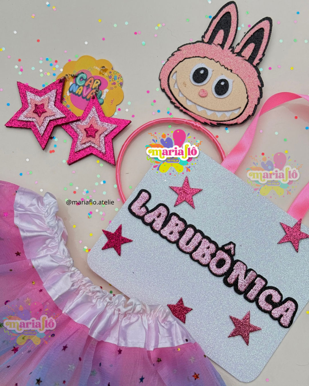 KIT LABUBU (tiara e plaquinha)