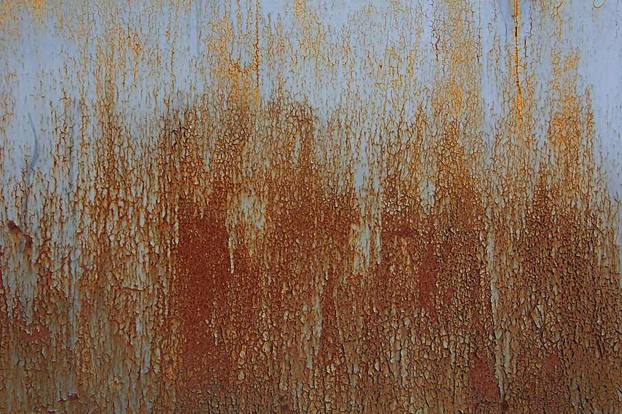 old blue painted and rusted metal surface with rusty smudges and stains, can be used as a