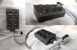 6-outlet Schuko box with Grey hammered finish