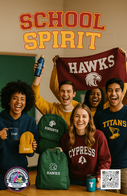 Apparel and merch for school pride.