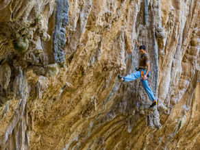 K.GRAFANAKIS CLIMBING ON STALACTITES