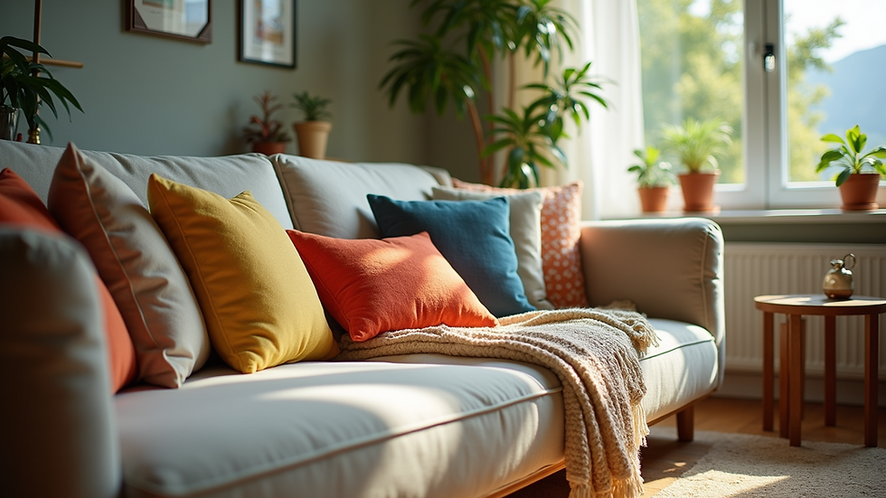 Sustainable design elements in a cozy living room