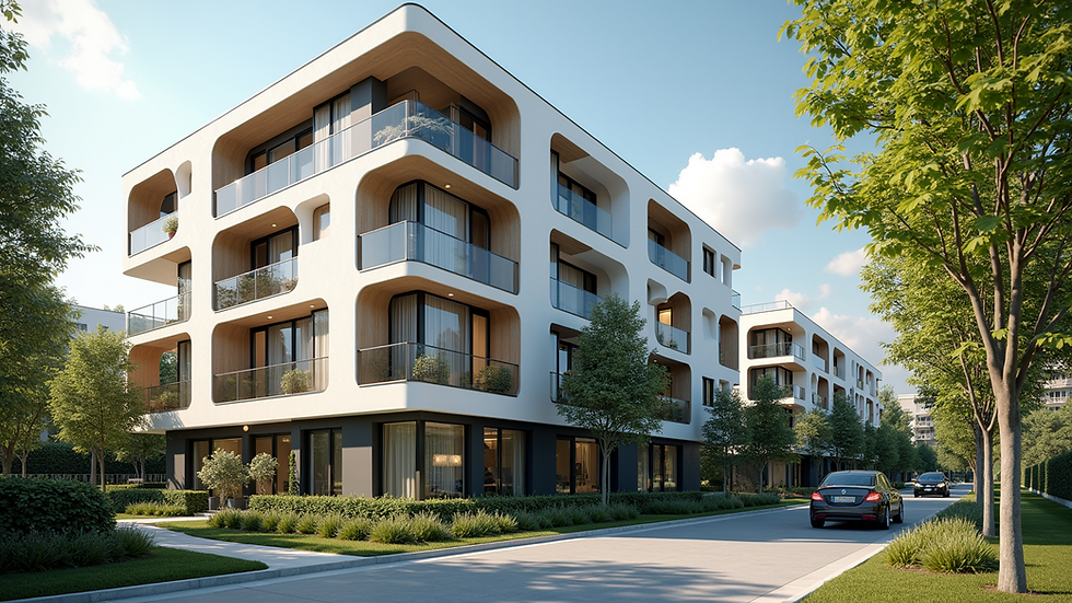 High angle view of a residential building in Pune with modern architecture