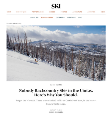Ski Magazine Article. The Castle Peak Yurt