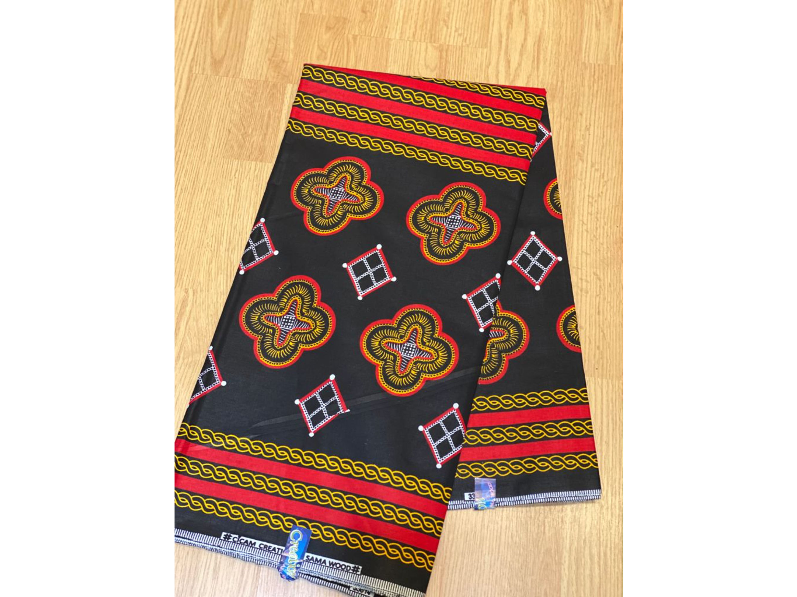 African Wax Print 6 yards/ Ankara fabric/ Red Yellow Amoeba ankara/