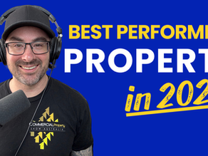 Andrew Bean hosting the Commercial Property Show Australia podcast, with featured image text “Best Performing Property in 2026”, discussing top real estate asset types and investment performance.