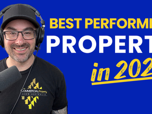 Andrew Bean hosting the Commercial Property Show Australia podcast, with featured image text “Best Performing Property in 2026”, discussing top real estate asset types and investment performance.