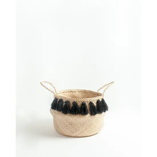 Black Tasseled Belly Baskets