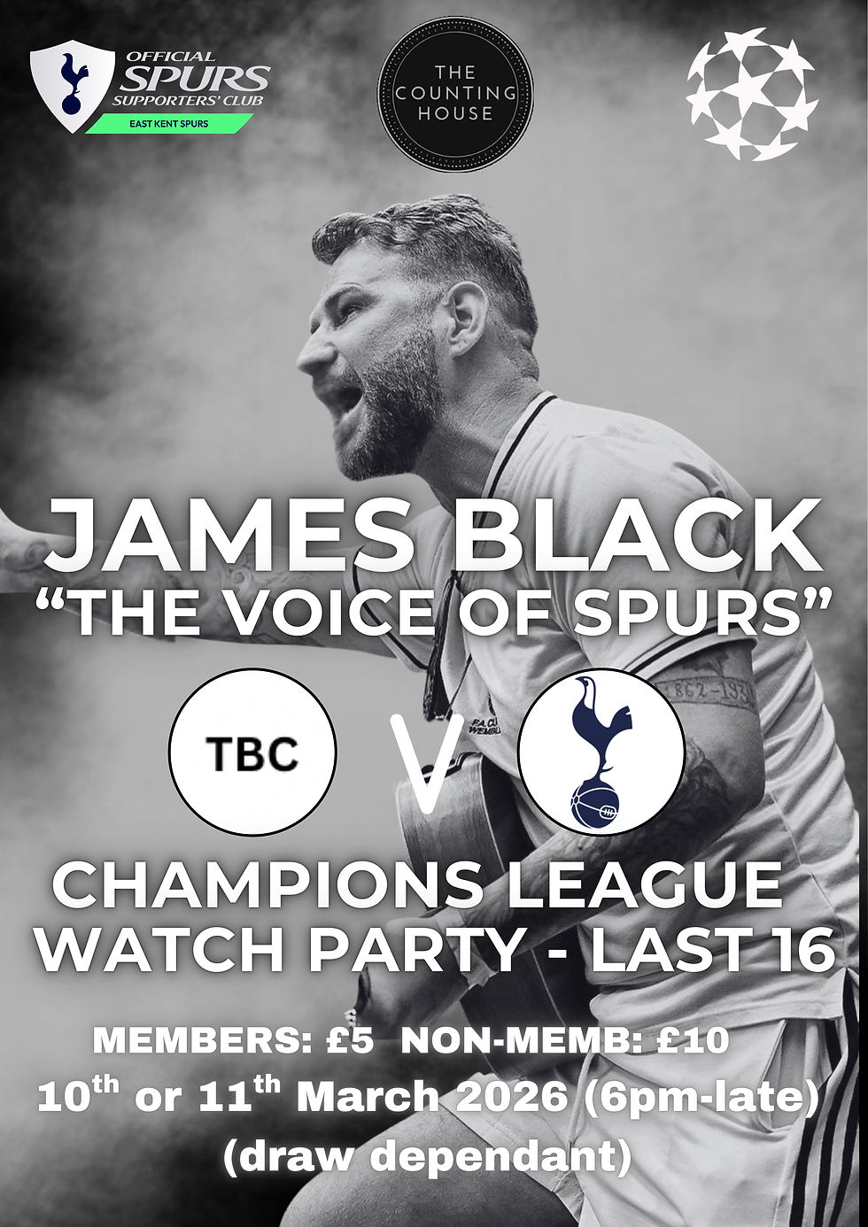JAMES BLACK - CHAMPIONS LEAGUE WATCH PARTY - LAST 16