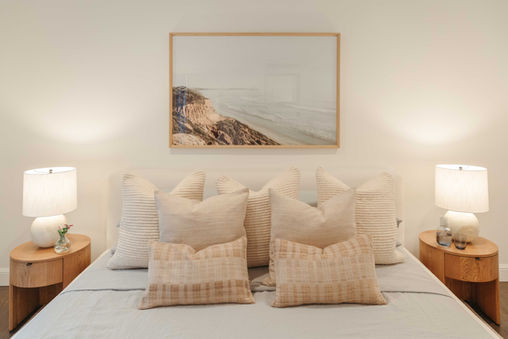 Neutral bedroom with modern coastal styling