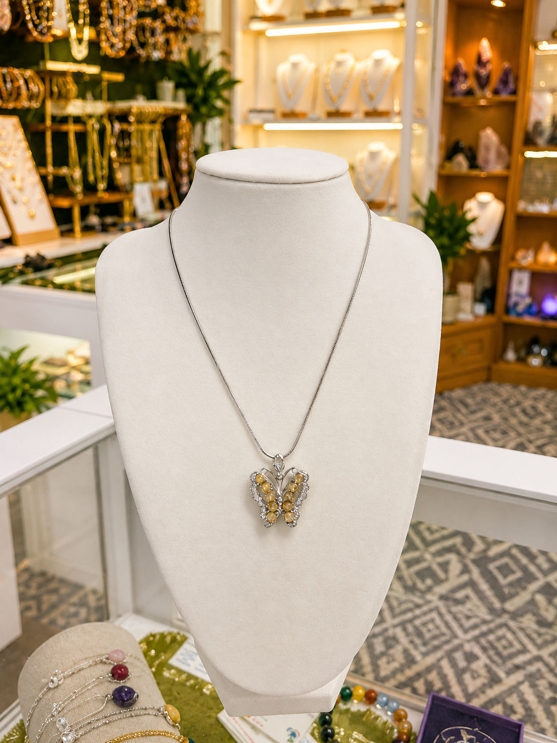 Golden Rutile Quartz Butterfly Necklace