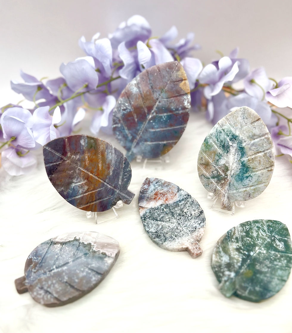 Thumbnail: Oceanic Foliage: Ocean Jasper Leaves Carving